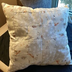 Hand Crafted Seashell Patterned Throw Pillow NWT